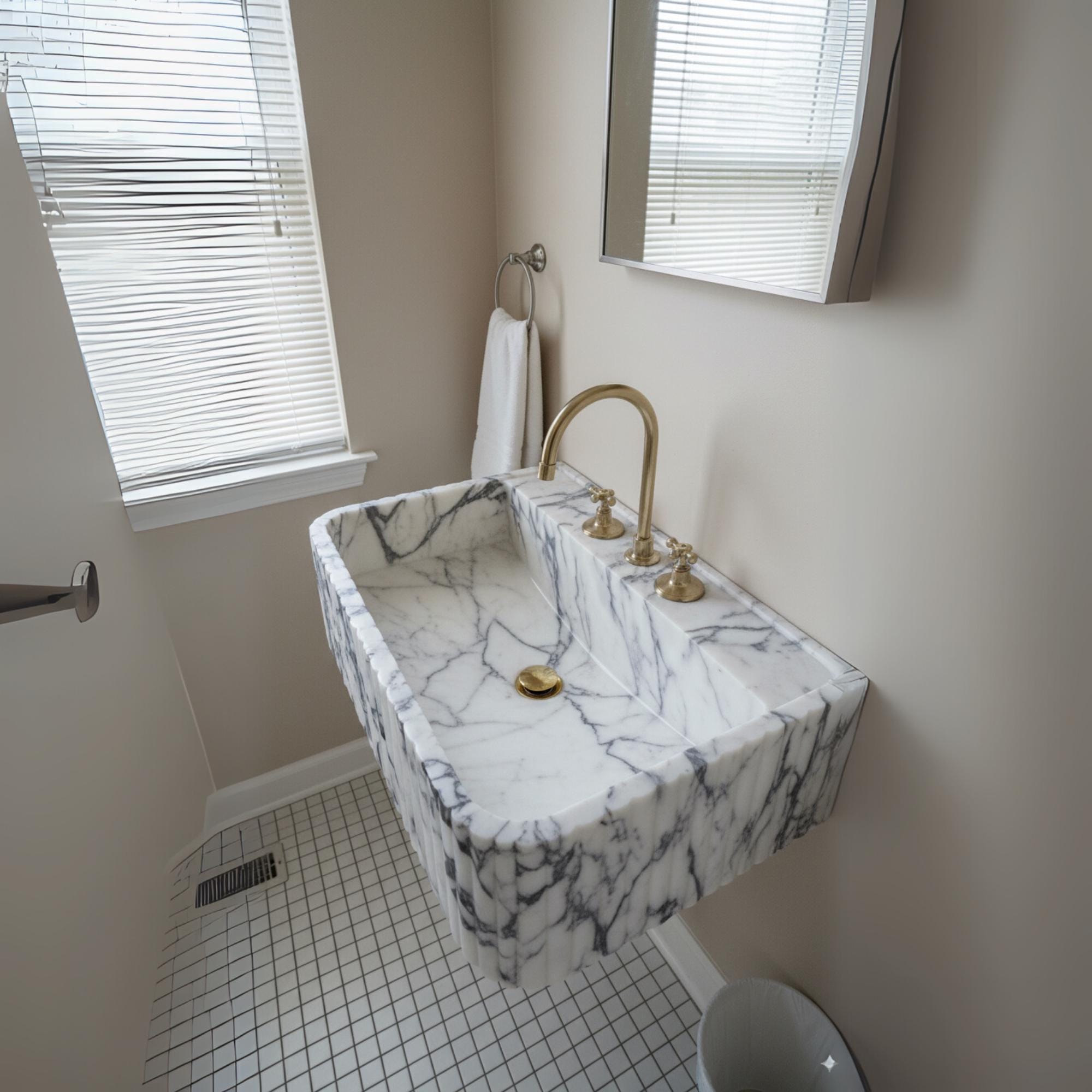 Custom Calacatta Viola Marble Sink: Custom Size Bathroom Sink, Impreium, Anatolia, Aegean,Mediterranean Collection