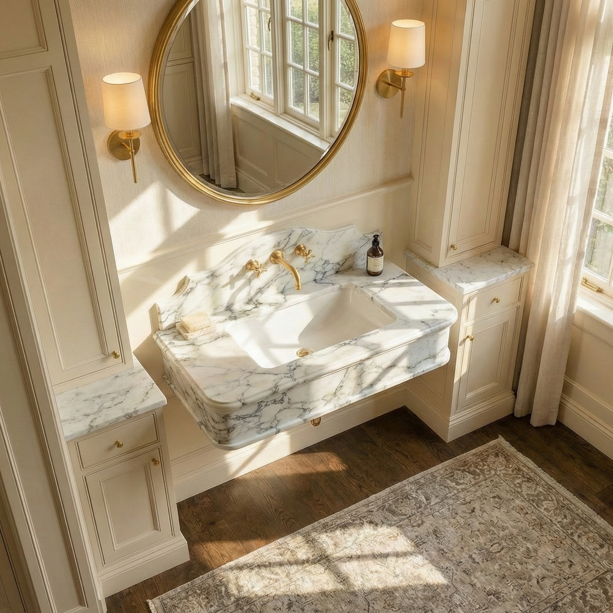 Calacatta Viola Marble Wall Mounted Sink