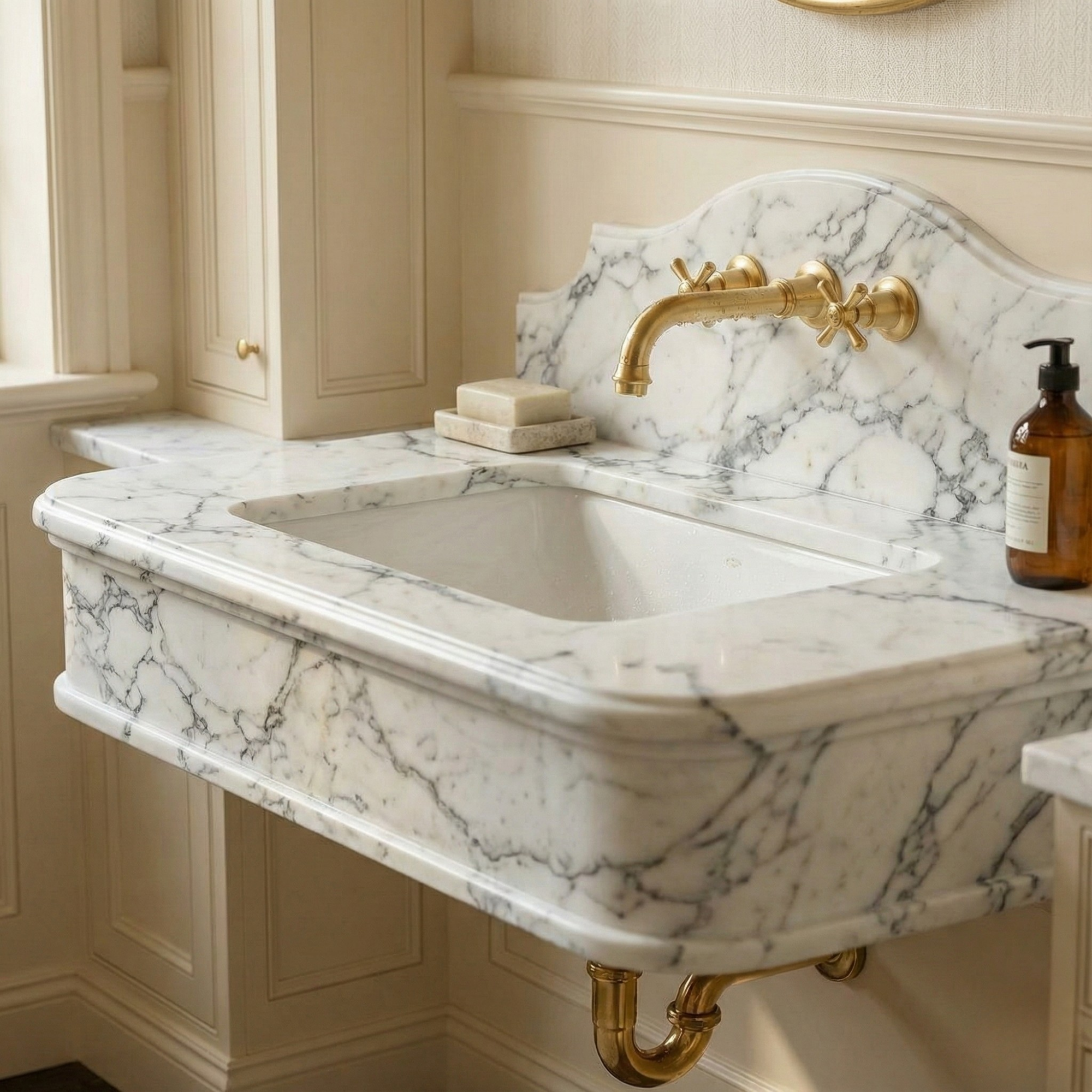Calacatta Viola Marble Wall Mounted Sink
