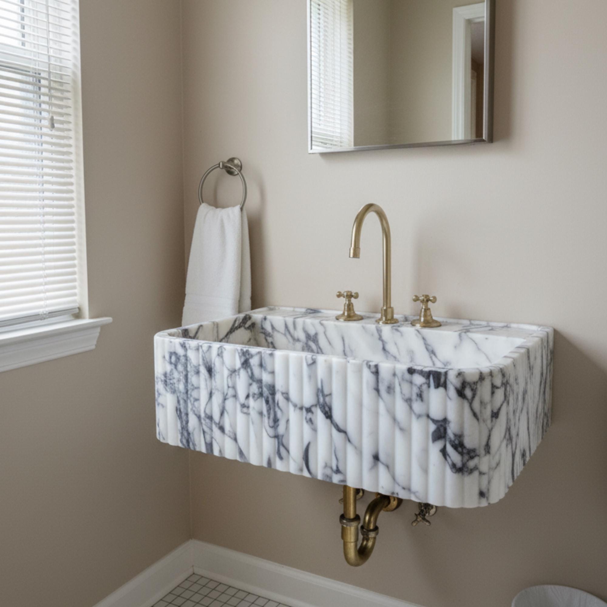 Custom Calacatta Viola Marble Sink: Custom Size Bathroom Sink, Impreium, Anatolia, Aegean,Mediterranean Collection