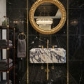 Custom Design Calacatta Viola Marble Sink, Calacatta Viola Marble Sink Grooved Front
