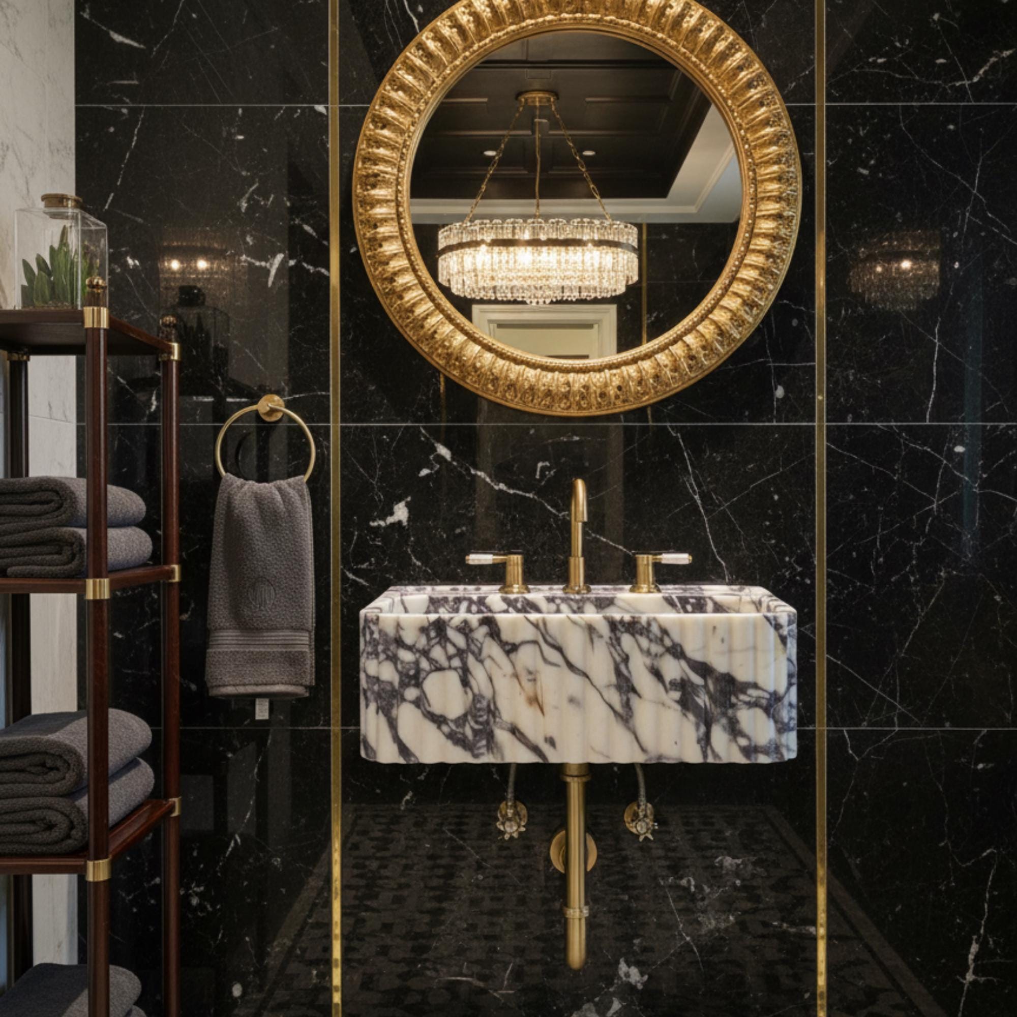 Custom Design Calacatta Viola Marble Sink, Calacatta Viola Marble Sink Grooved Front