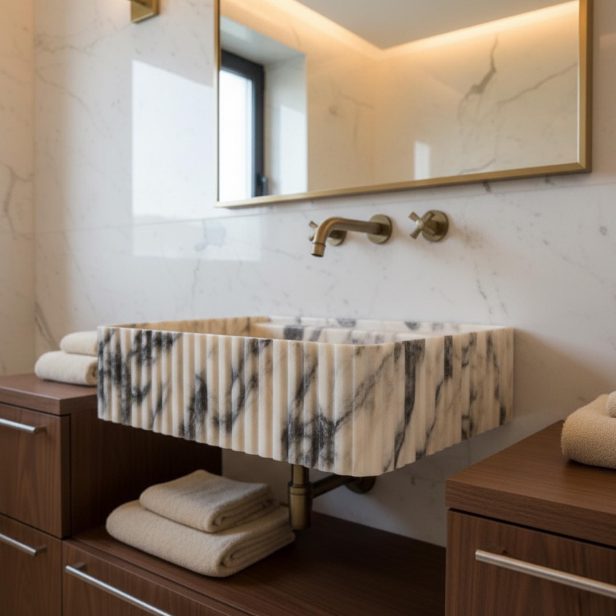 Handcarved Custom Size Calacatta Viola Marble Sink, Calacatta Viola Marble Sink , Bathroom Marble Sink, Powder Room Sink