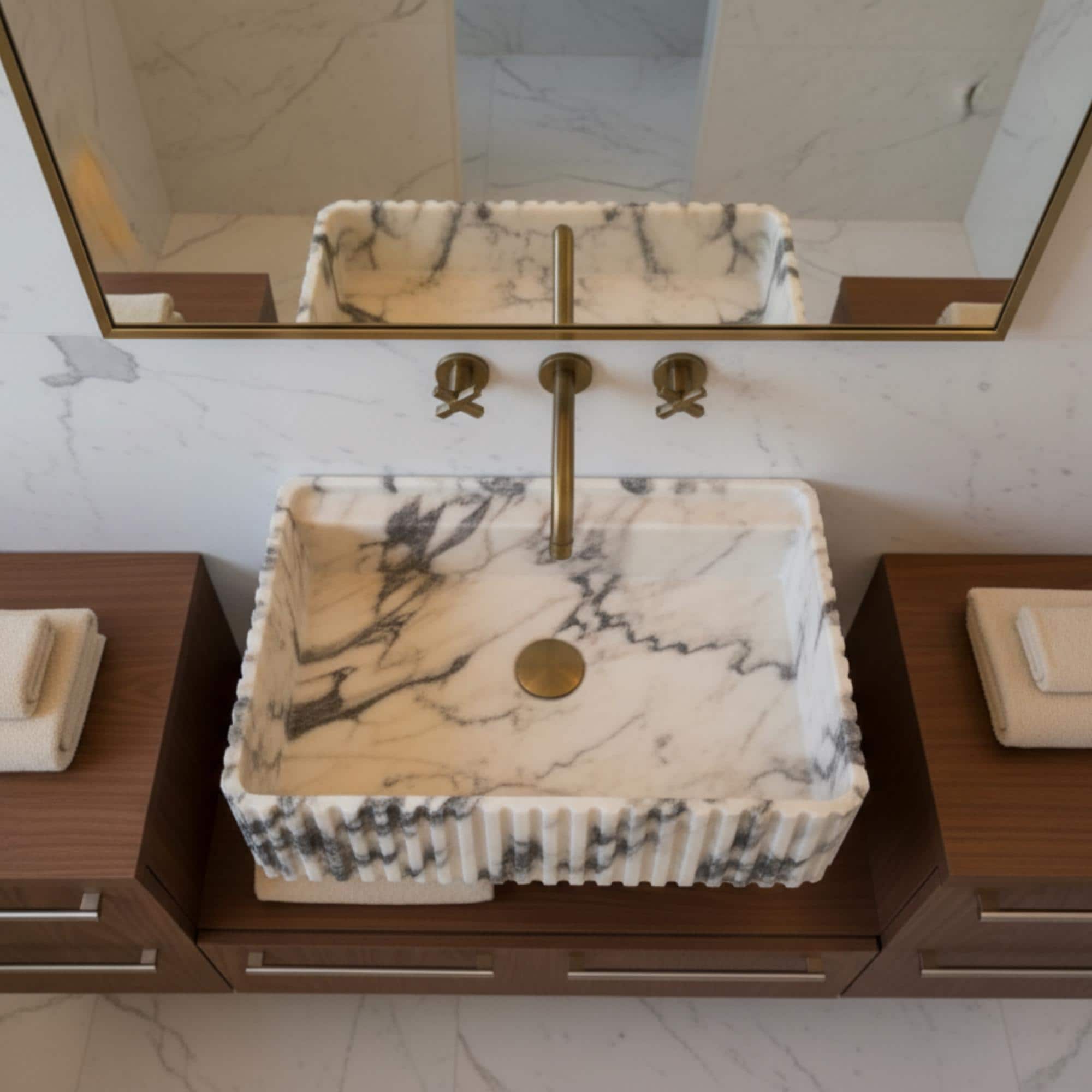 Handcarved Custom Size Calacatta Viola Marble Sink, Calacatta Viola Marble Sink , Bathroom Marble Sink, Powder Room Sink