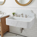 Handmade Carrara White Marble Wall Mounted Sink with Backsplash