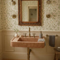 Red Travertine Marble Sink: Modern Wall-Mounted Floating Vanity