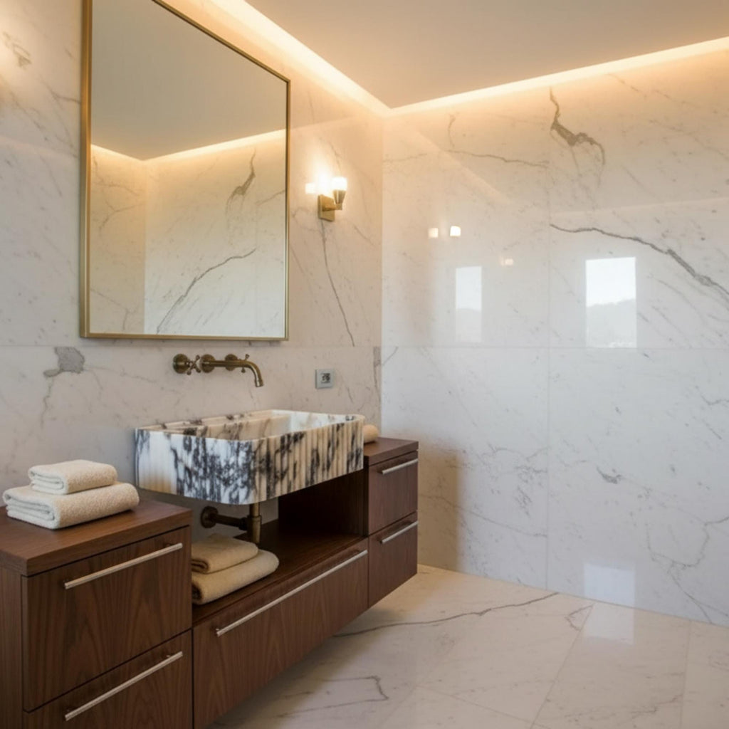 Handcarved Custom Size Calacatta Viola Marble Sink, Calacatta Viola Marble Sink , Bathroom Marble Sink, Powder Room Sink