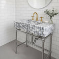 Handmade Calacatta Viola Marble Sink with Brass Legs, Powder Room Sink