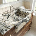 Handmade Calacatta Marble Vanity Sink, Custom Marble Bathroom Vanity with Marble Sink and Ramp Basin for Modern Home Decor