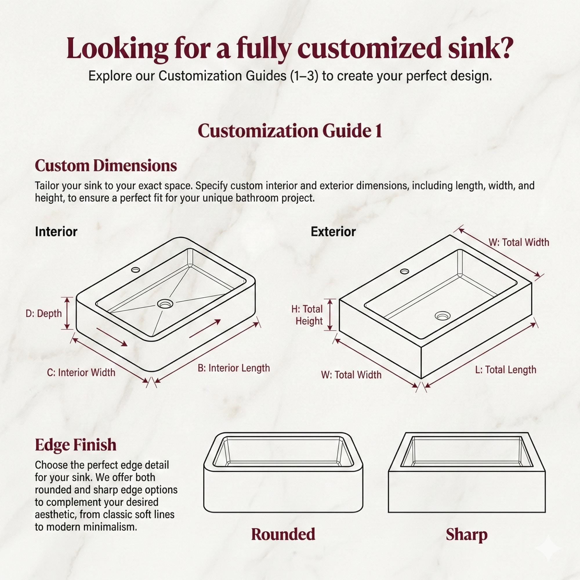 Custom Calacatta Viola Marble Sink, Handcarved Sink, Custom Size High Quality Bathroom Vanity