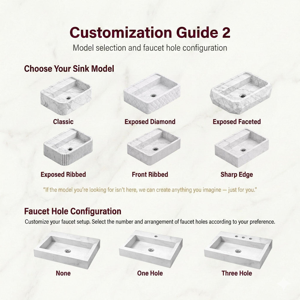 Emparador Marble Sink Grooved Front, Handmade Emparador Marble Sink, A Luxurious Vessel Sink
