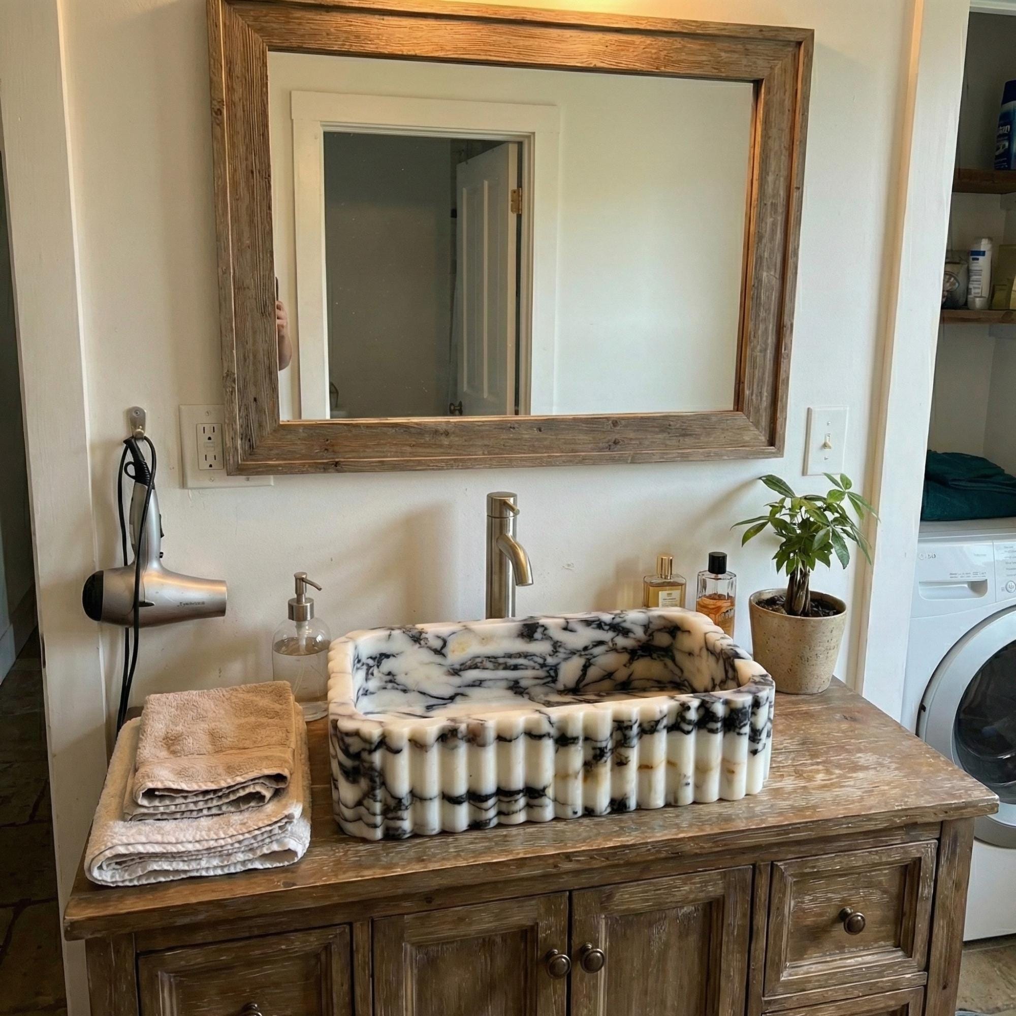 Custom Calacatta Viola Marble Sink, Handcarved Sink, Custom Size High Quality Bathroom Vanity