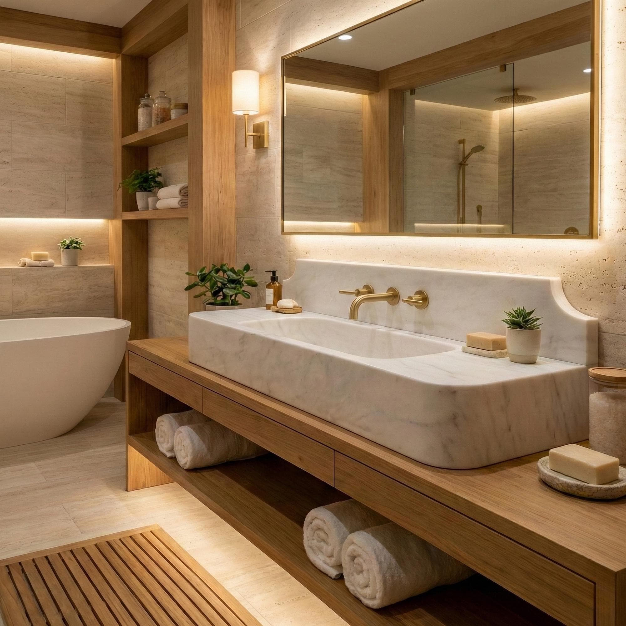 Calacatta Viola Monet Marble Sink, Viola Monet Marble Sink with Backsplash, Luxury One-Block Sink