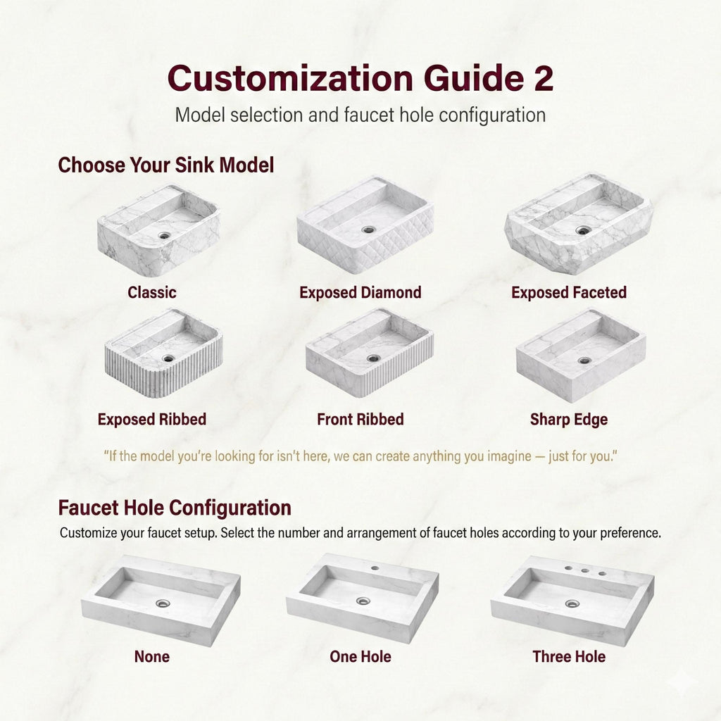 Calacatta Viola Marble Sink, Powder Room Calacatta Viola Marble Sink Three Sides Ribbed Texture
