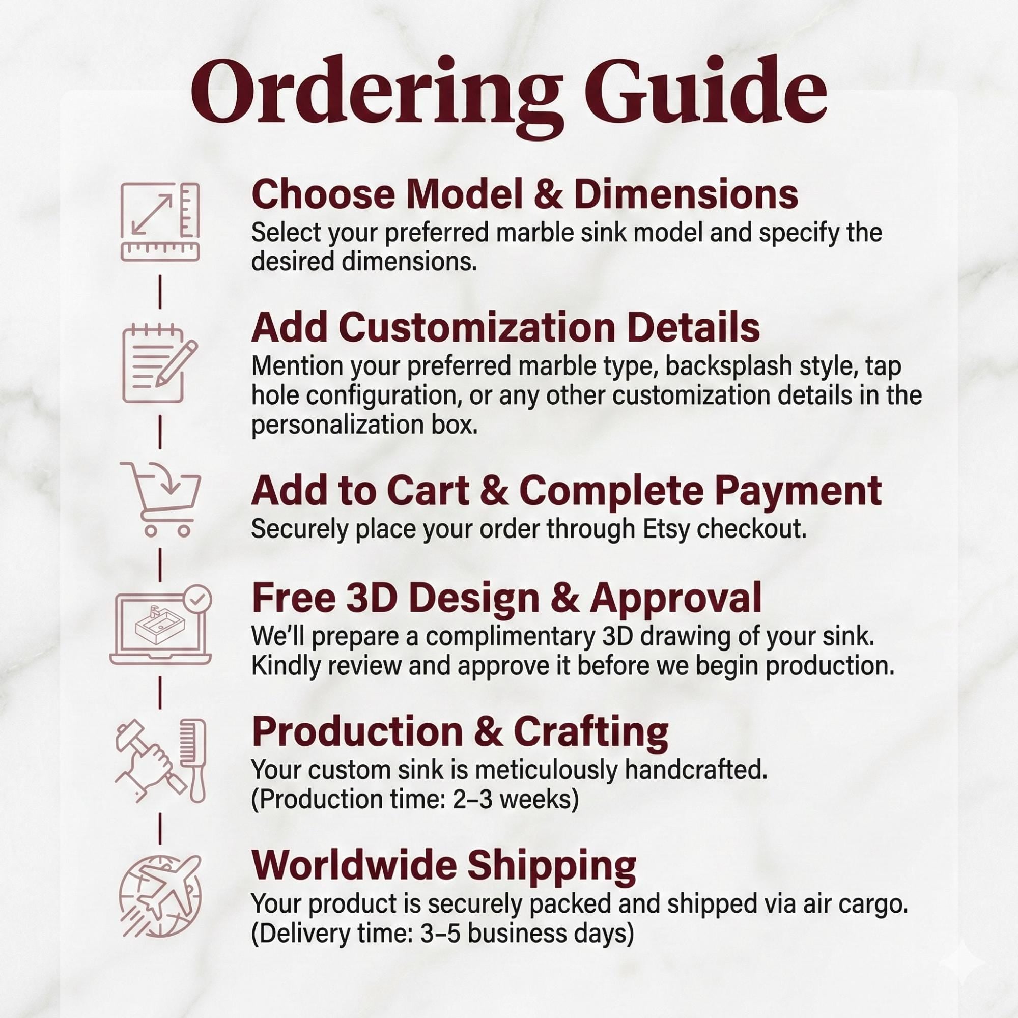 Handmade Carrara White Marble Wall Mounted Sink with Backsplash