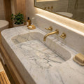 Calacatta Viola Monet Marble Sink, Viola Monet Marble Sink with Backsplash, Luxury One-Block Sink